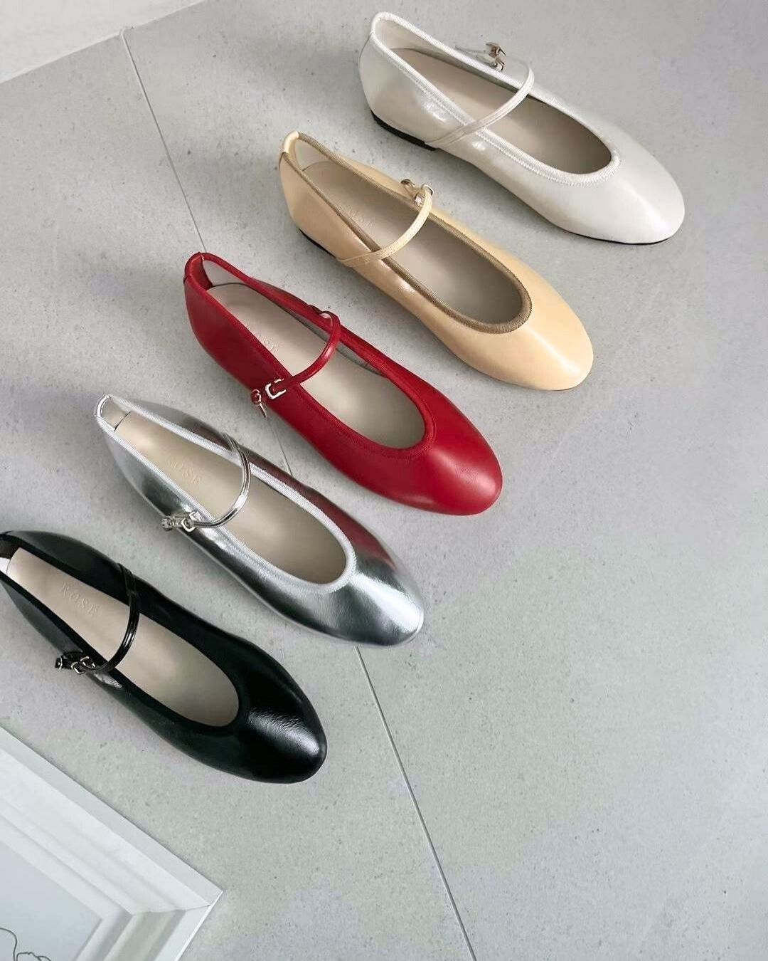 Round Toe Calf Ballet Flats