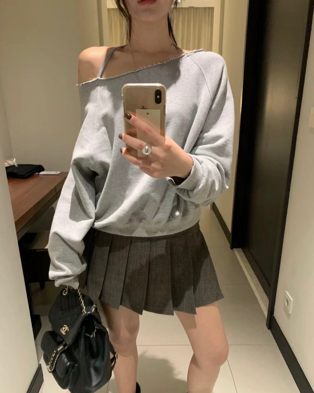 Raw Cut Off Shoulder Sweater