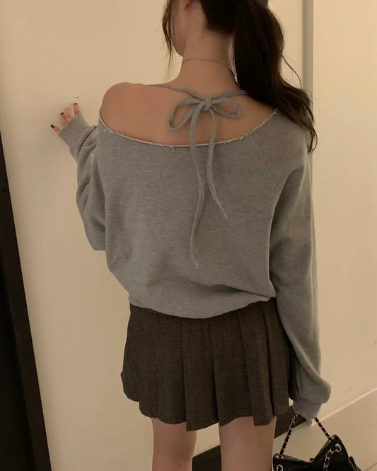 Raw Cut Off Shoulder Sweater