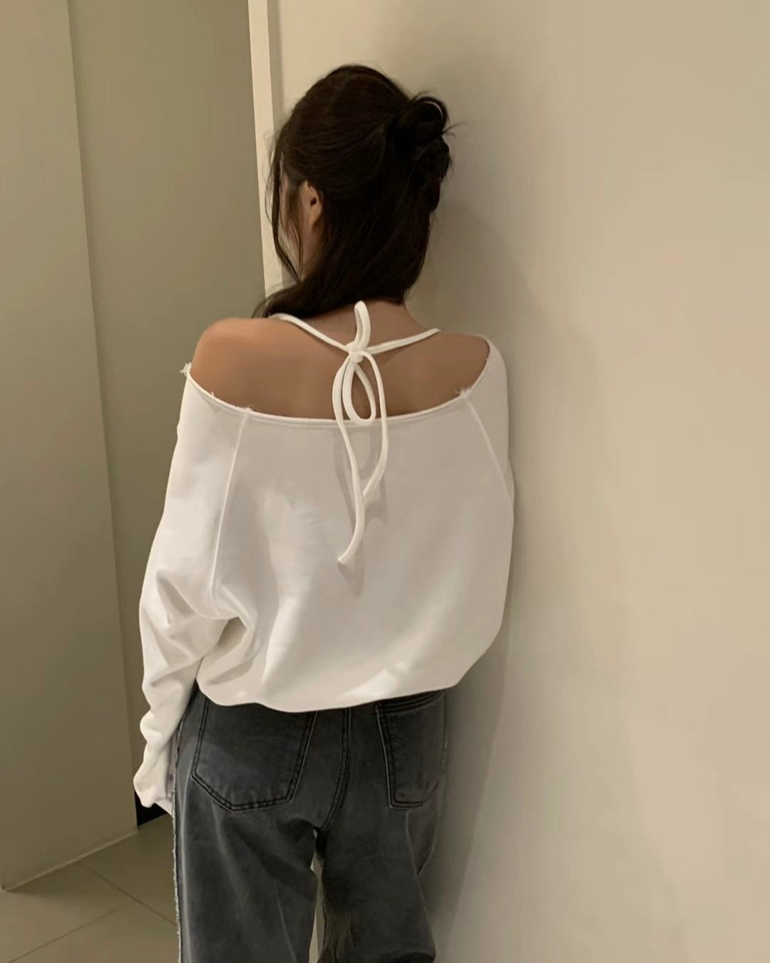Raw Cut Off Shoulder Sweater