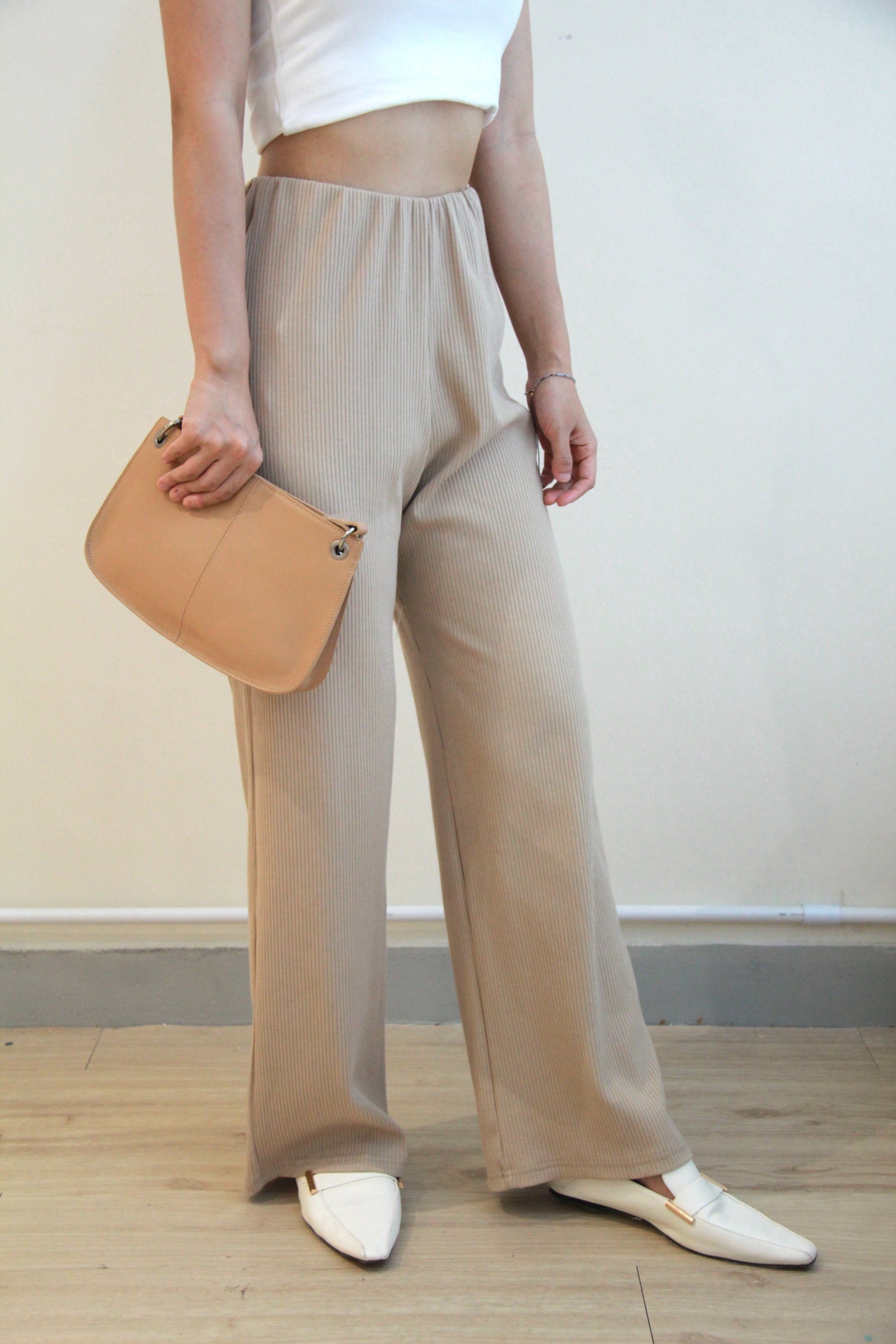 Cotton Ribbed Comfort Trousers [White]