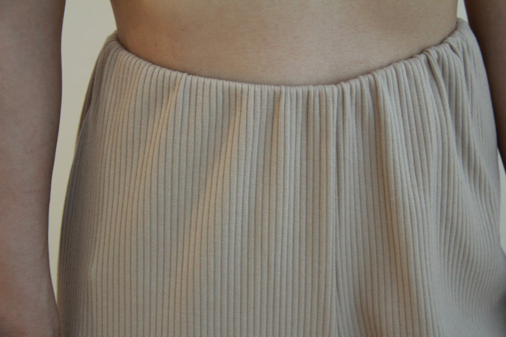 Cotton Ribbed Comfort Trousers [Beige]