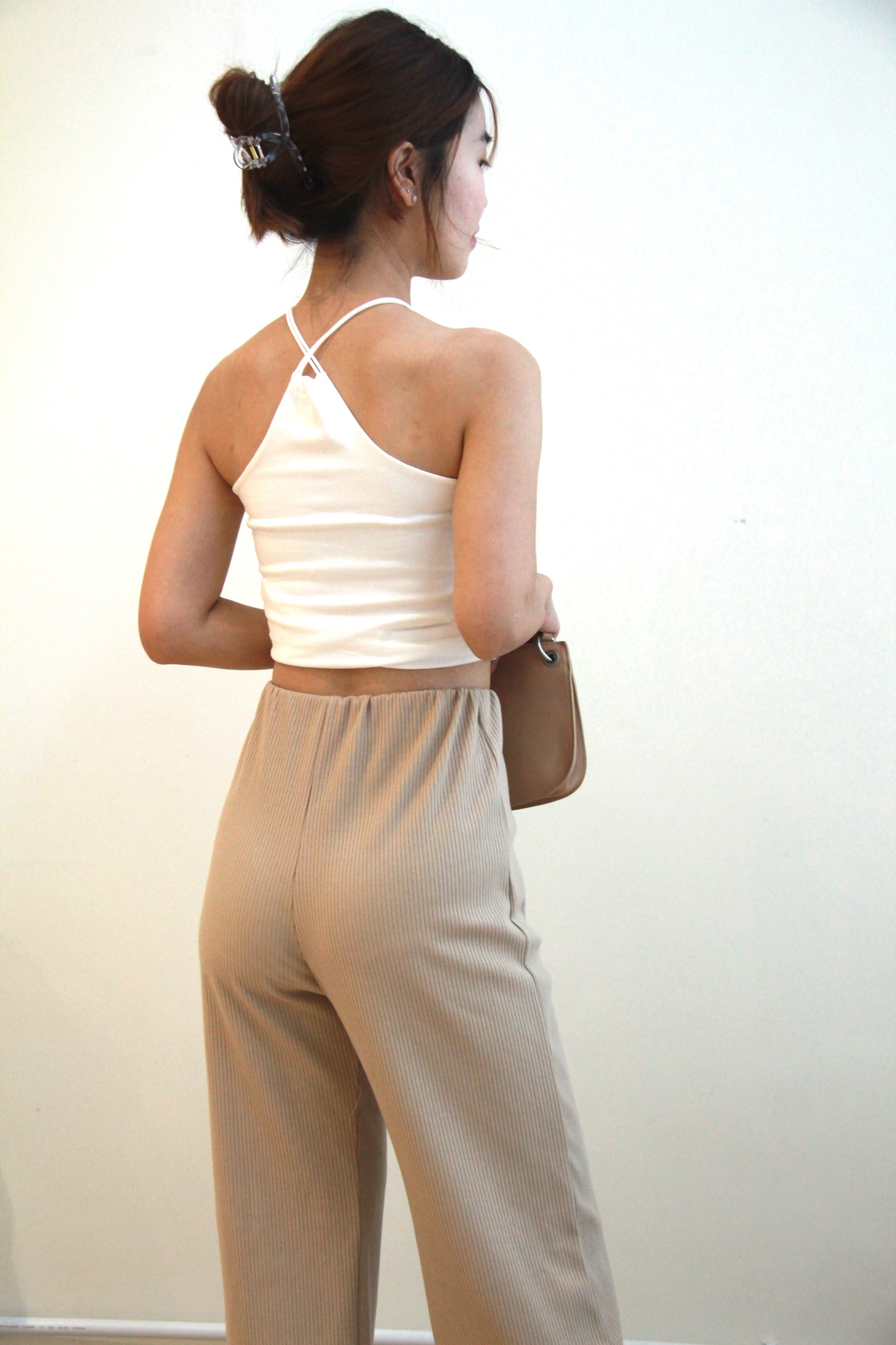 Cotton Ribbed Comfort Trousers [Beige]