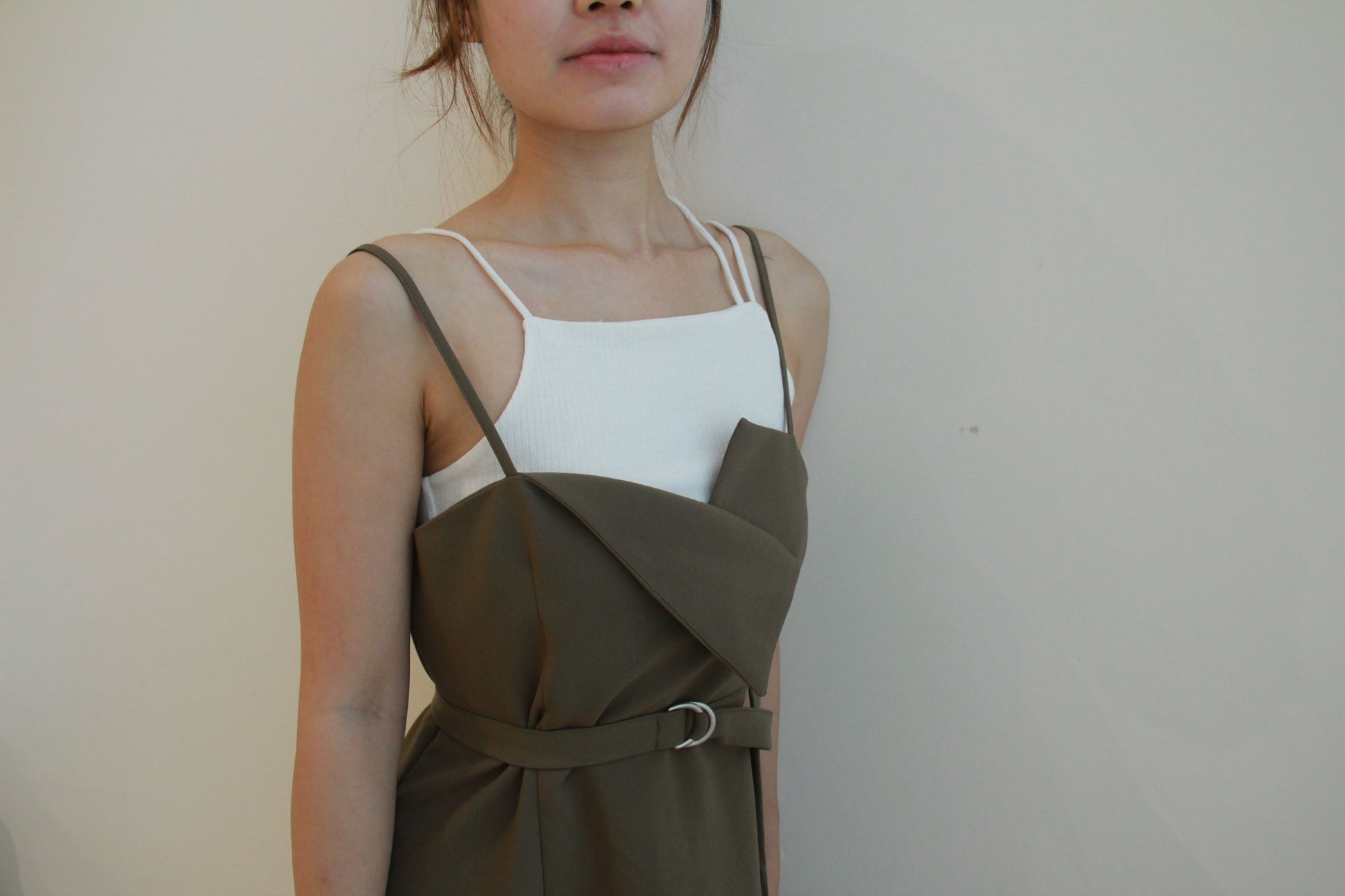 Collar A-line Dress [Brown]