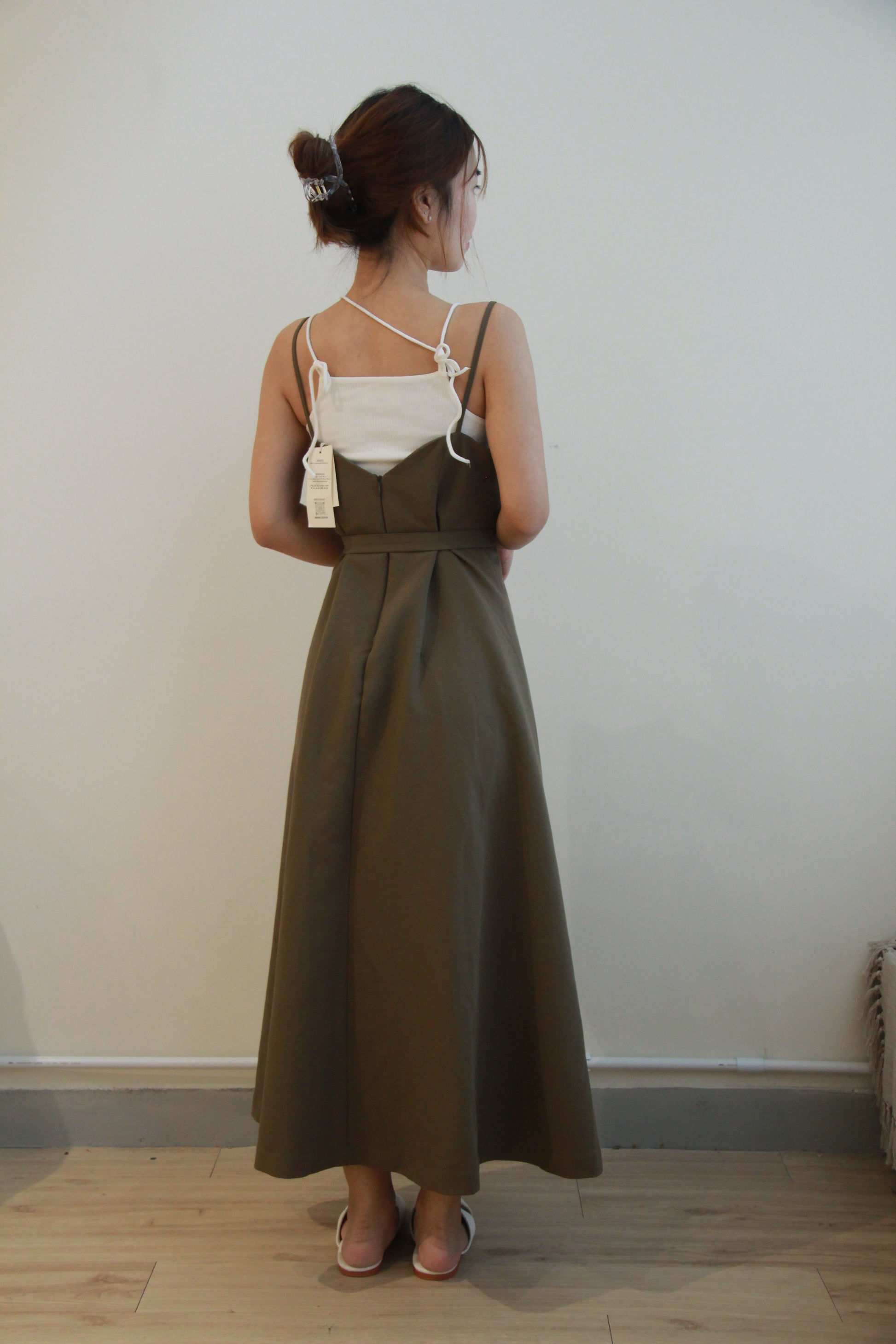 Collar A-line Dress [Brown]