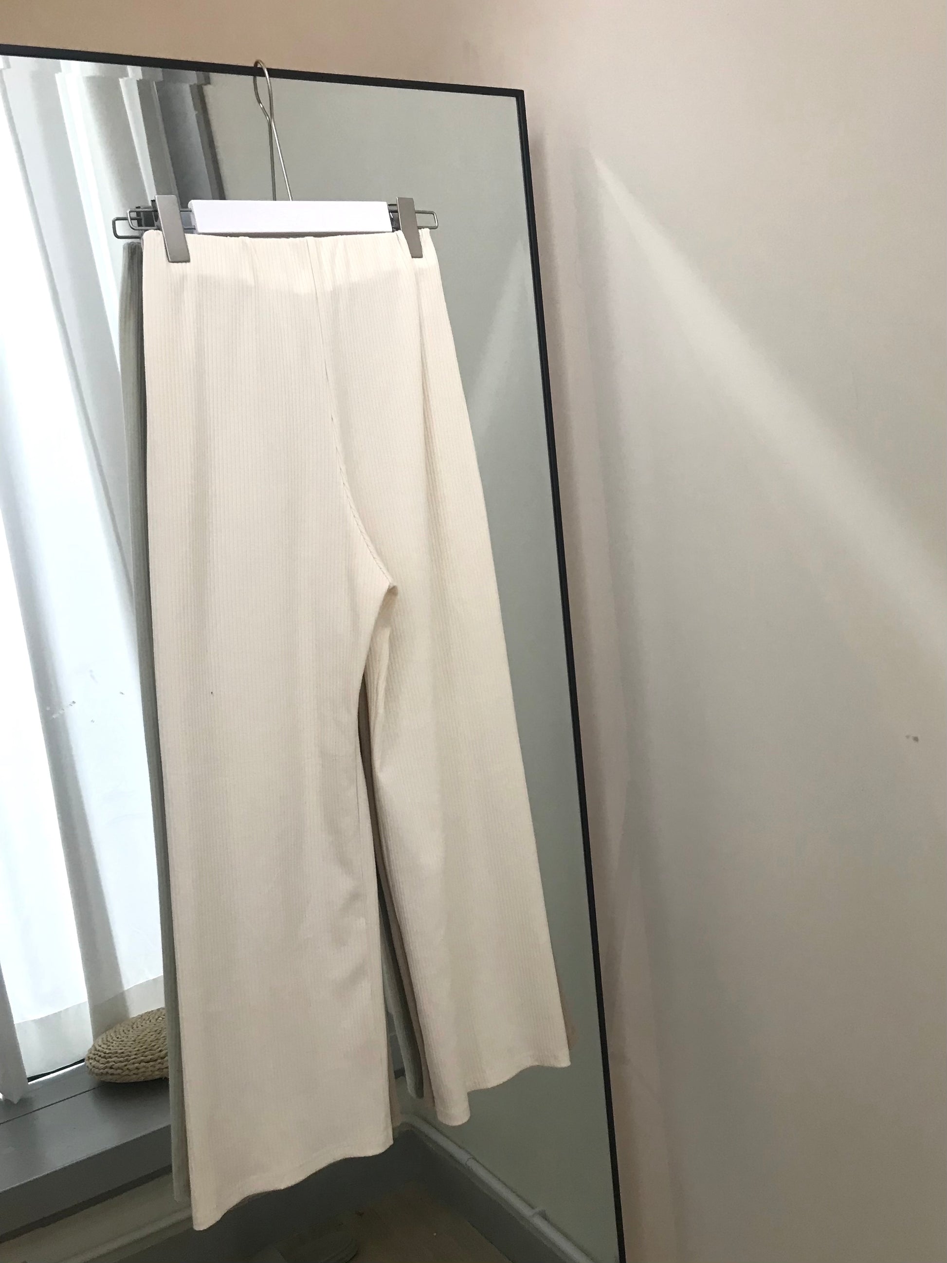 Cotton Ribbed Comfort Trousers [Beige]