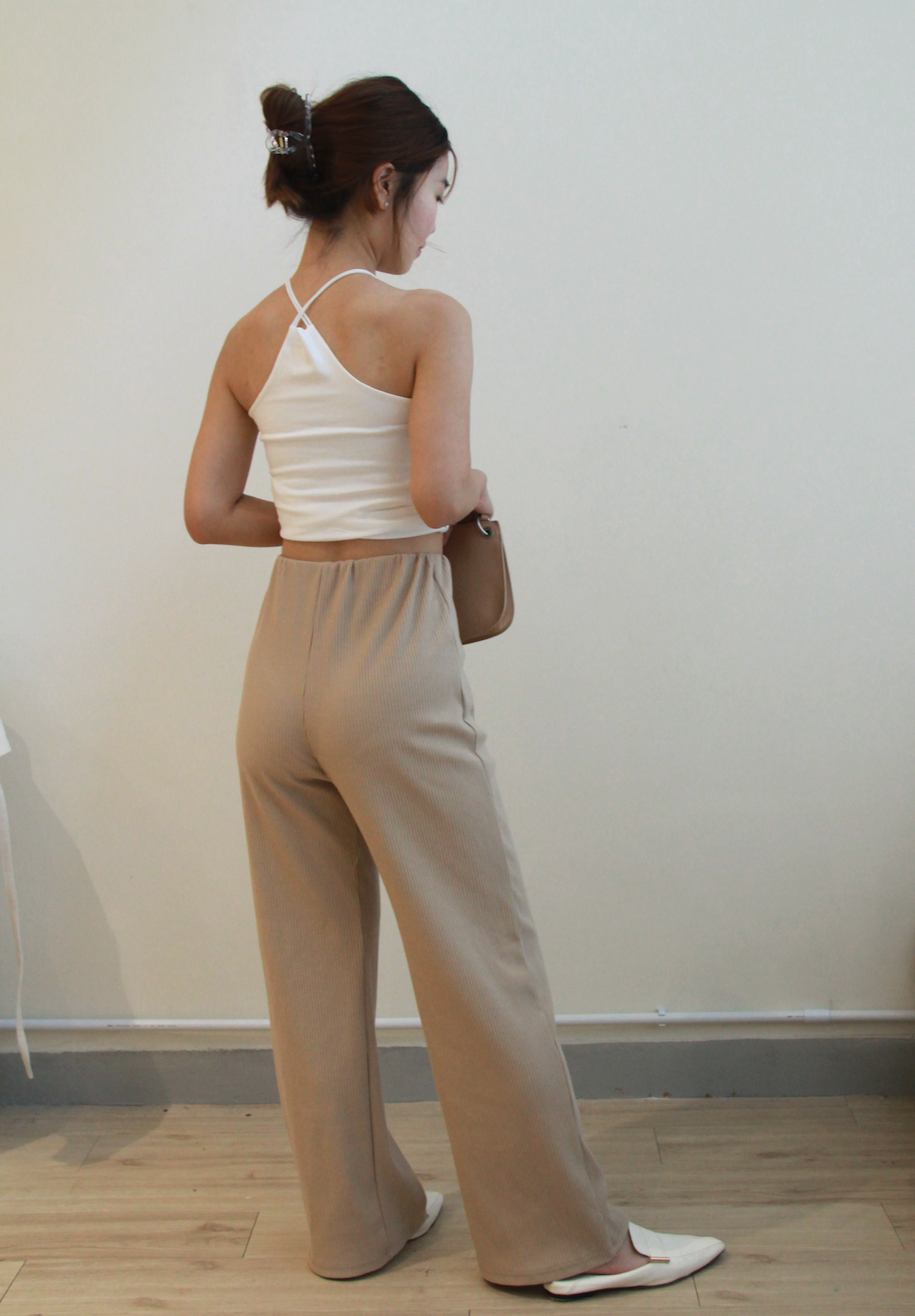 Cotton Ribbed Comfort Trousers [White]