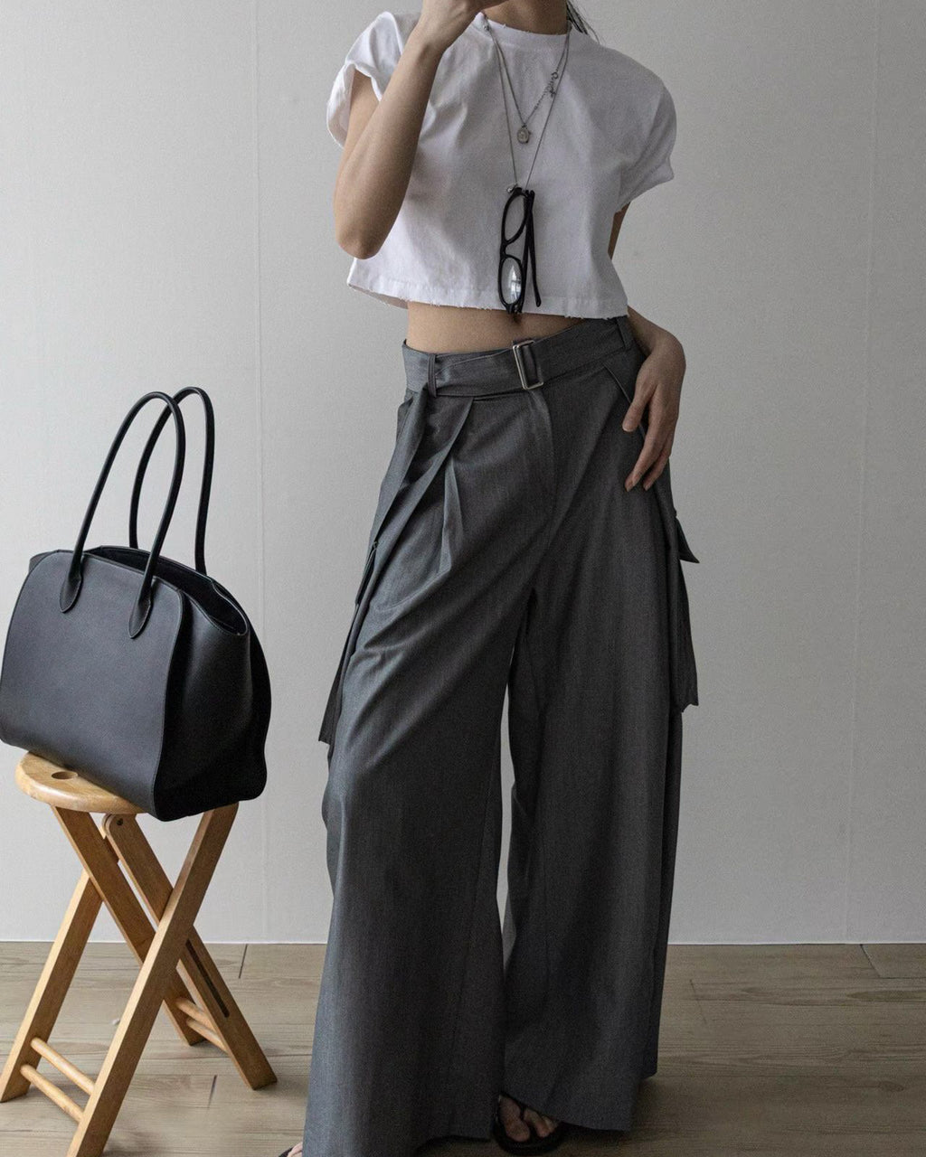 Pleated Baggy Cargo Trousers