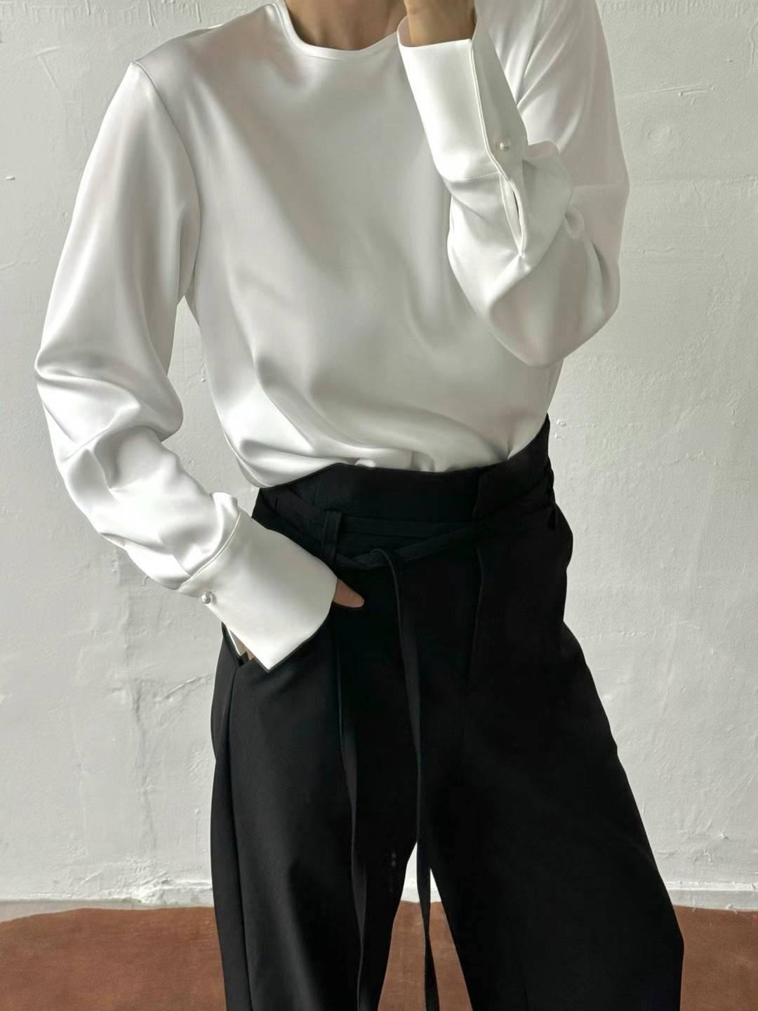 Back Open Silky Blouse