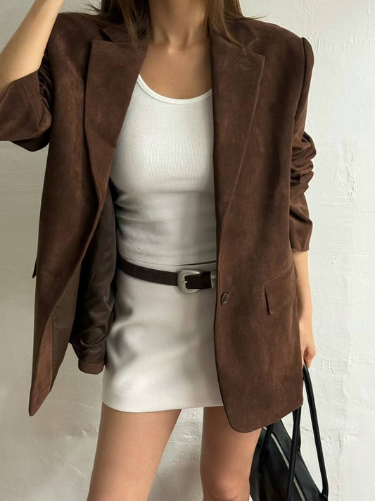 Walnut Faux Suede Blazer