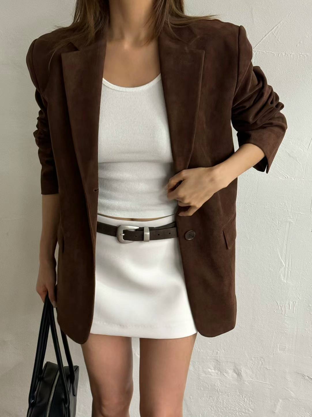 Walnut Faux Suede Blazer