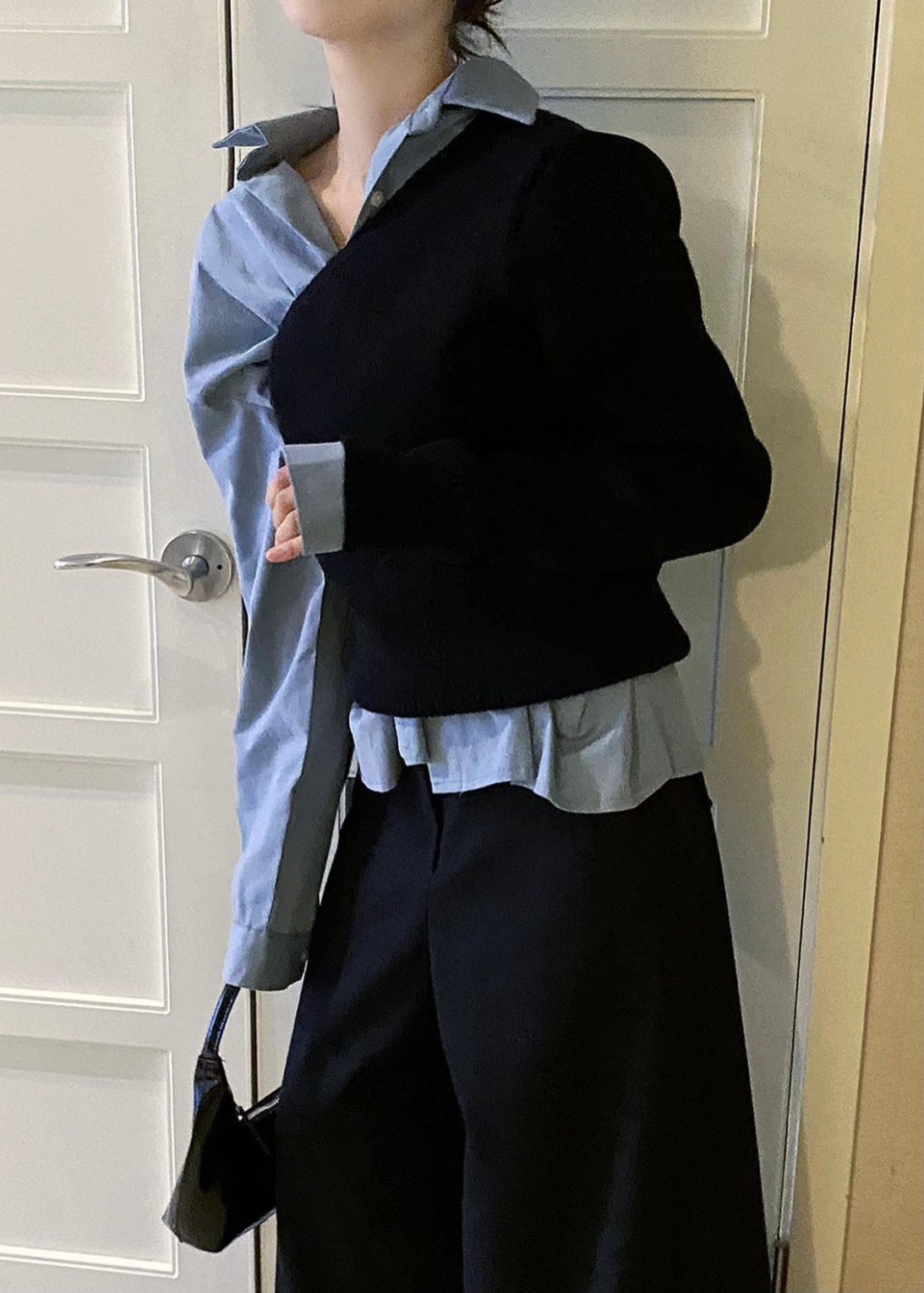 One-shoulder-Cuff Knit Top