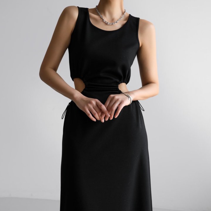 Cut-out Waist Detail with Elastic Loop Dress