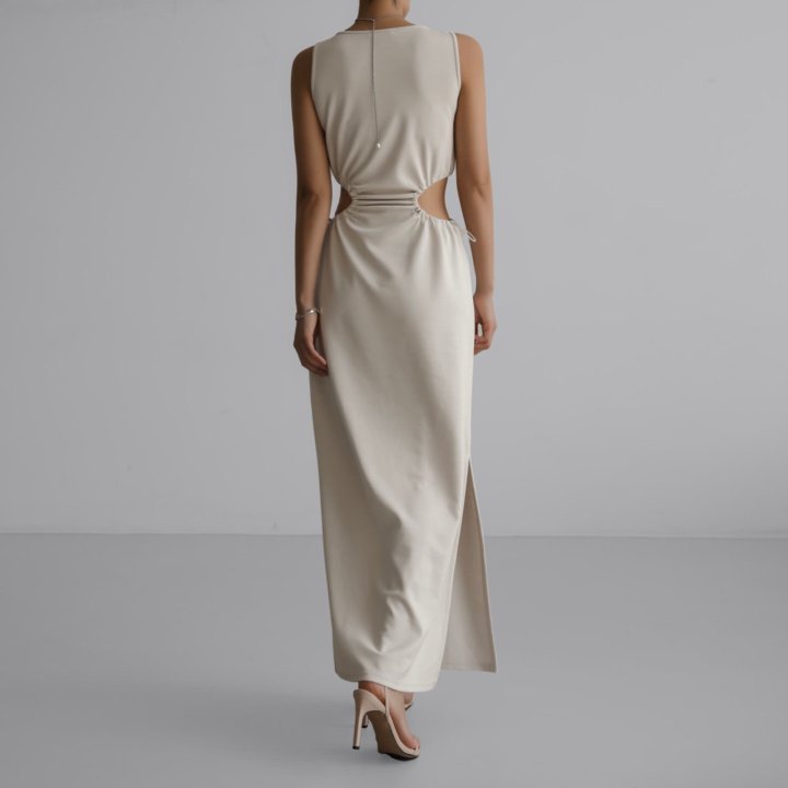 Cut-out Waist Detail with Elastic Loop Dress