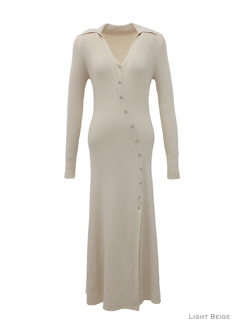 Ribbed Knit Dress (Ivory)
