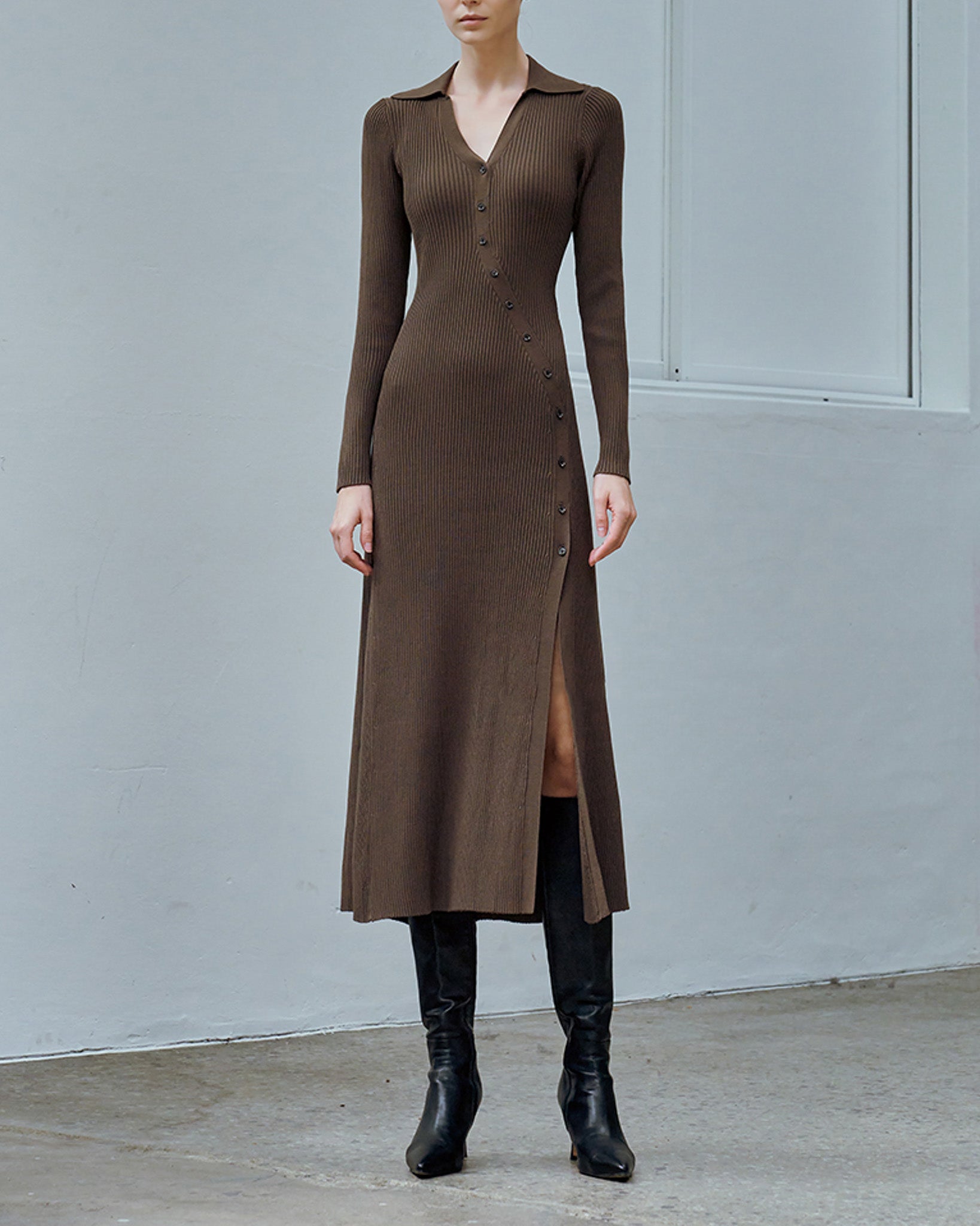 Ribbed Knit Dress (Ivory)