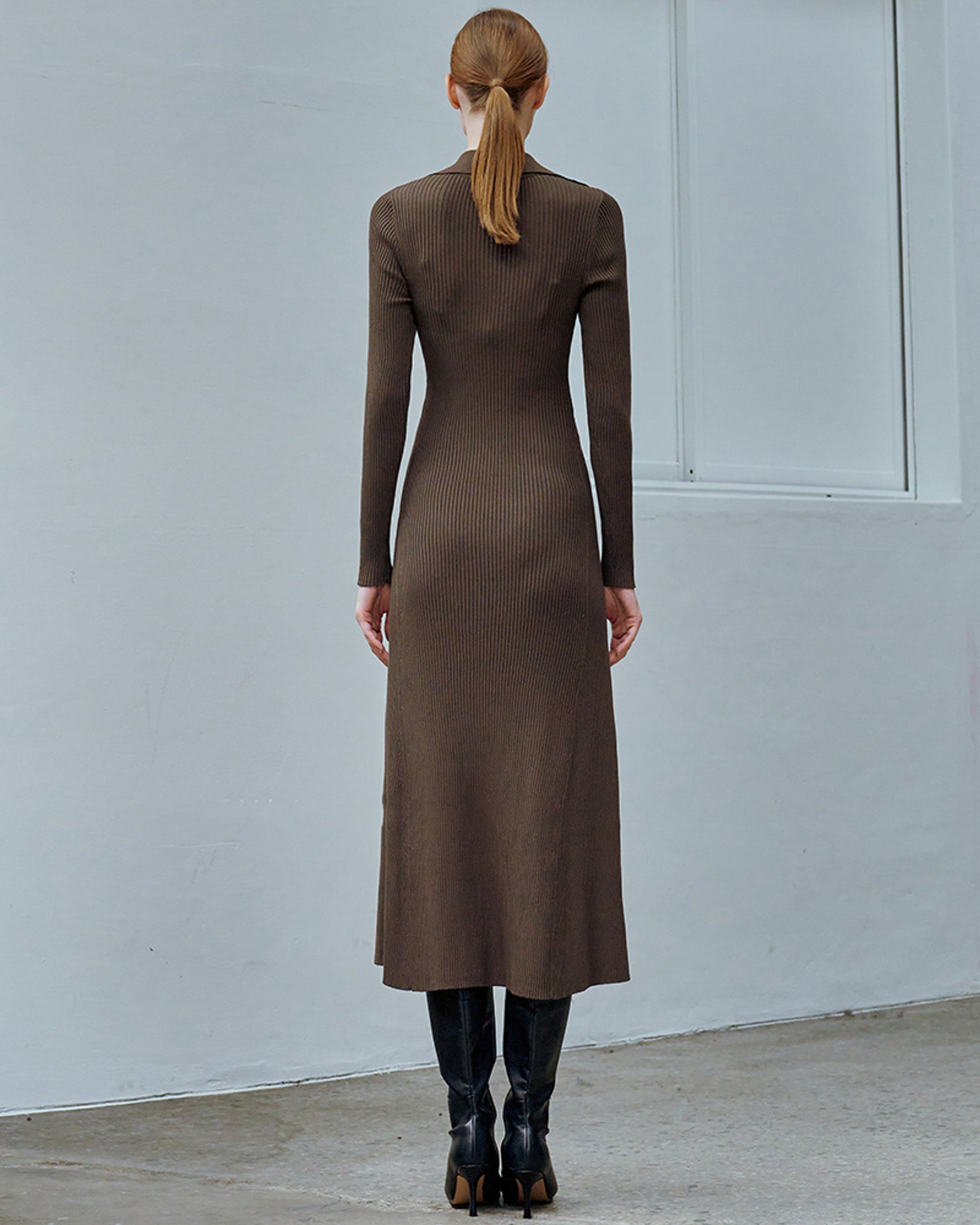 Ribbed Knit Dress (Ivory)
