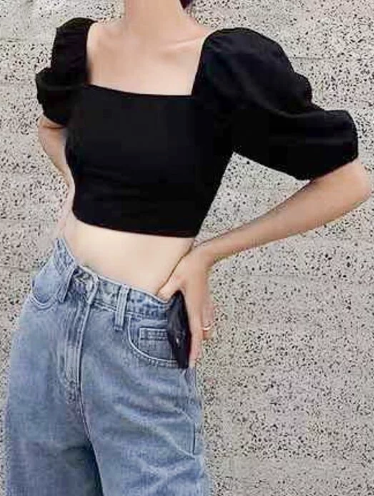 美背綁帶公主袖上衣