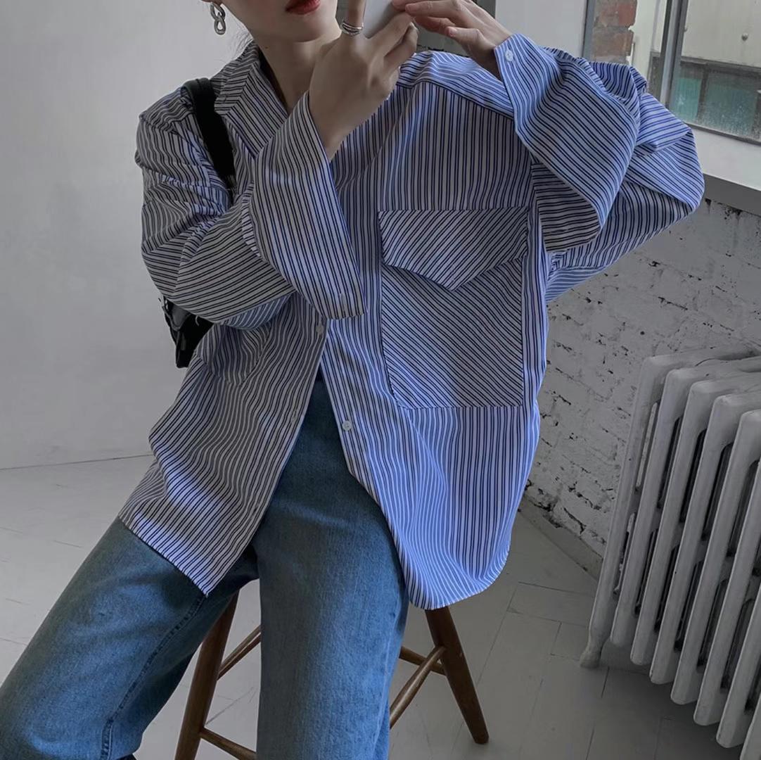 ［OS] Oversized 雙袋口型格襯衫